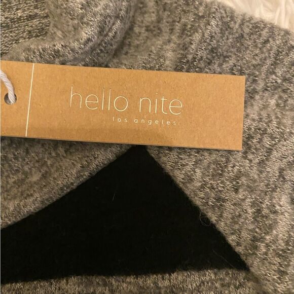 Hello Nite | black & grey stripe comfy sweatshirt, drawstring tie neck, NWT M - Picture 4 of 12